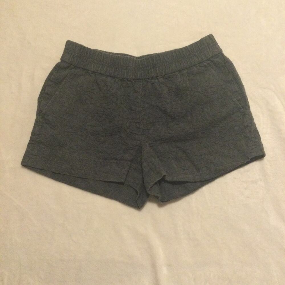 J.Crew Floral Jacquard Shorts Womens 0 Gray Cotton Elastic Waist Casual Coastal